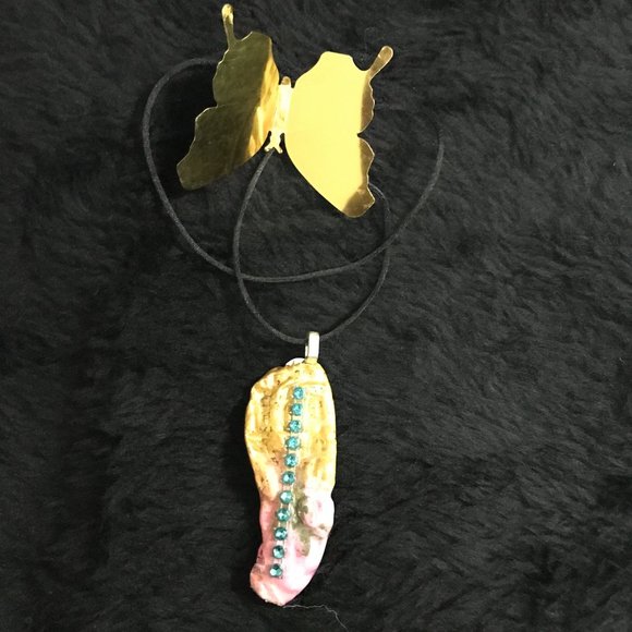 Reversible Rhinestone Unique Rare Vintage Boho One of a Kind Handmade Necklace - Picture 14 of 16